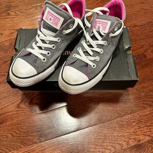 Converse Charcoal and Fuchsia Sneakers
